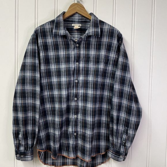 Carbon 2 Cobalt Men Long Sleeve Button Plaid Check Cotton Flannel Shirt Size‎ L - Picture 1 of 8